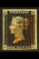 1840 1d Intense Black 'OC' Plate 1b, SG 1, Used With 4 Margins & Red MC Cancellation. For More Images, Please Visit Http - Sin Clasificación