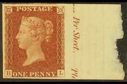 1844 1d Red- Brown 'HL' Plate 55 IMPRIMATUR Impression With 4 Margins Including Full Sheet Selvage At Right With Inscrip - Otros & Sin Clasificación