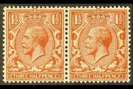 1912-24 "PENCF" VARIETY 1½d Chestnut Brown Pair, One Stamp Bearing "PENCF" Variety, SG 364/364a, Never Hinged Mint (2 St - Sin Clasificación