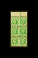 1937-47 7d Emerald-green, Block Of 6 With LARGE GREEN INK LINE FLAW In Top Margin And Down Three Stamps, SG 471, Hinged  - Ohne Zuordnung