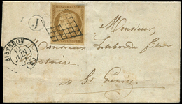 Let EMISSION DE 1849 - 1    10c. Bistre-jaune, Obl. GRILLE S. LSC, Cachet J Et Càd SISTERON 12/6/51, TB - 1849-1850 Cérès