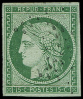 EMISSION DE 1849 - 2    15c. Vert, Obl. ETOILE, Frappe Légère, Effigie Dégagée, TB/TTB - 1849-1850 Cérès