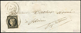 Let EMISSION DE 1849 - 3    20c. Noir Sur Jaune, Effleuré à G., Obl. Càd T14 BORT (18) 4 JANV 1849 S. LSC. C - 1849-1850 Ceres