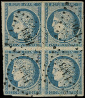 EMISSION DE 1849 - 4    25c. Bleu, BLOC De 4 Obl. PC 1303, TB - 1849-1850 Cérès