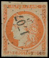 EMISSION DE 1849 - 5    40c. Orange, Obl. PC 1707 De LEZAT-S-LEZE, TB. C Et J - 1849-1850 Cérès