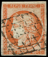 EMISSION DE 1849 - 5    40c. Orange, Oblitéré GRILLE, TB - 1849-1850 Ceres