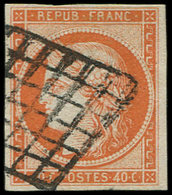 EMISSION DE 1849 - 5    40c. Orange, Oblitéré GRILLE, TB. Br - 1849-1850 Ceres