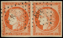 EMISSION DE 1849 - 5    40c. Orange, PAIRE Obl. PC 898, TB/TTB. C - 1849-1850 Cérès