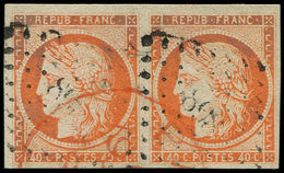 EMISSION DE 1849 - 5    40c. Orange, PAIRE Obl. PC Et Cachet Rouge Américain, TB. J - 1849-1850 Ceres