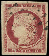 EMISSION DE 1849 - 6     1f. Carmin, Très Belles Marges, Obl. GROS POINTS Légers, TTB. C - 1849-1850 Ceres