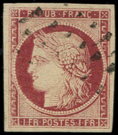 EMISSION DE 1849 - 6     1f. Carmin, Très Belles Marges, Obl. GROS POINTS Légers, TTB. C - 1849-1850 Cérès