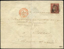 Let EMISSION DE 1849 - 6A    1f. ROUGE-BRUN, Léger Pli D'angle, Obl. GRILLE S. Env., Càd Rouge BUREAU CENTRAL 1/3/49, TB - 1849-1850 Ceres
