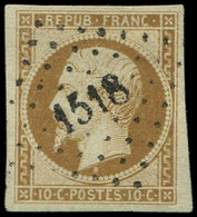 PRESIDENCE - 9    10c. Bistre-jaune, Très Belles Marges, Obl. PC 1518, TTB - 1852 Luigi-Napoleone