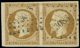 PRESIDENCE - 9    10c. Bistre-jaune, PAIRE Obl. PC 3083, TB - 1852 Luigi-Napoleone