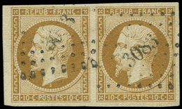 PRESIDENCE - 9    10c. Bistre-jaune, PAIRE Obl. PC 3083, TB - 1852 Louis-Napoléon