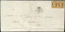 Let PRESIDENCE - 9    10c. Bistre-jaune PAIRE, 1 Ex. Inf. Déf. Obl. PC 1818 S. Env. Pliée, Càd Lyon 12/5/53, TB - 1852 Luigi-Napoleone