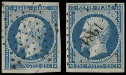 PRESIDENCE - 10   25c. Bleu, 2 Ex. Obl. PC 1981 Et Etoile, TB - 1852 Luigi-Napoleone