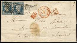 Let PRESIDENCE - 10   25c. Bleu, PAIRE Obl. GRILLE SANS FIN S. LAC, Càd Rouge T1336 (2) Bau CENTRAL (2) 14/12/52, Arr. S - 1852 Luis-Napoléon