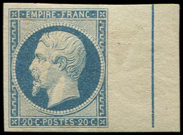 ** EMPIRE NON DENTELE - L14Ai 20c. Bleu Laiteux, FILET D'ENCADREMENT, TB. C - 1853-1860 Napoléon III