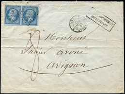 Let EMPIRE NON DENTELE - 14Ae 20c. Bleu Sur Lilas Pâle T I, PAIRE Obl. PC 1896 S. Env., Càd MARSEILLE 13/3/52 "affrt Ins - 1853-1860 Napoléon III