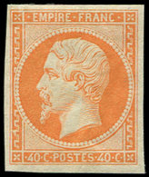 ** EMPIRE NON DENTELE - 16   40c. Orange, Fraîcheur Postale, Superbe - 1853-1860 Napoleone III