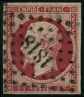 EMPIRE NON DENTELE - 18a   1f. Carmin Foncé, Obl. PC 1818, TB. Br - 1853-1860 Napoleone III