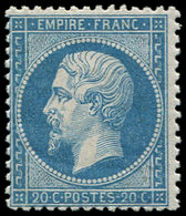 ** EMPIRE DENTELE - 22   20c. Bleu, Fraîcheur Postale, TB - 1862 Napoléon III