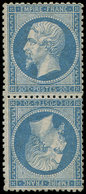 (*) EMPIRE DENTELE - T22b 20c. Bleu, TETE-BECHE Verticale, TB - 1862 Napoléon III