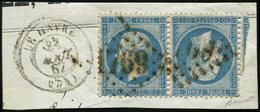 EMPIRE DENTELE - T22b 20c. Bleu, TETE-BECHE Obl. GC 1769 S. Fragt Avec Càd LE HAVRE 8/67, TB - 1862 Napoléon III