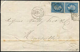 Let EMPIRE DENTELE - T22b 20c. Bleu, TETE BECHE Obl. GC 1769 S. LSC, Càd T15 LE HAVRE 6/12/64, TB - 1862 Napoleone III