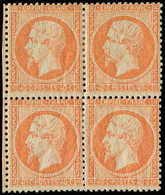 * EMPIRE DENTELE - 23b  40c. Orange Vif, Jolie Nuance, BLOC De 4, Frais Et TB - 1862 Napoléon III