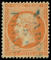 EMPIRE DENTELE - 23   40c. Orange, Obl. Bleue VAPORE DE FRANCIA, TB - 1862 Napoléon III