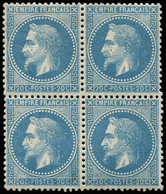 * EMPIRE LAURE - 29B  20c. Bleu, T II, BLOC De 4, Petites Ch., TB - 1863-1870 Napoleone III Con Gli Allori