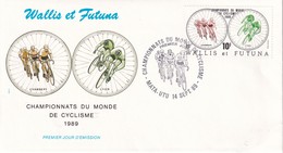 WALLIS ET FUTUNA 1989 LETTRE DE MATA-UTU THEME CYCLISME - Lettres & Documents