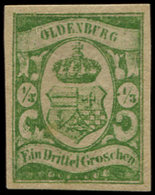 * ALLEMAGNE (ANCIENS ETATS) OLDENBOURG 10 : 1/3g. Vert-bleu, TB. C - Oldenbourg