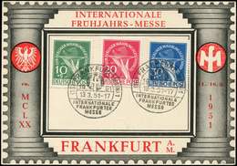 Let BERLIN 54/56 : Réforme Monétaire, Obl. Càd Illustré 13/3/51 Sur Carte, TB - Lettres & Documents