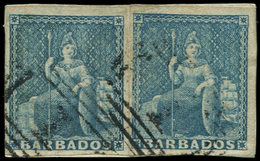 BARBADE 5 : (1p.) Bleu, 2 Ex. Obl. S. Fragt, TB - Barbados (1966-...)