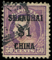 CHINE Bureaux Des Etats-Unis 15 : 1d. Sur 50c. Violet, Surchargé, Obl., TB - Autres & Non Classés