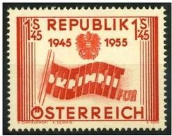 FLAG DRAPEAU FAHNE AUSTRIA ÖSTERREICH AUTRICHE 1955 SC 601 MI 1014 YT YV  847 MNH 10 Jahre Republik - Francobolli
