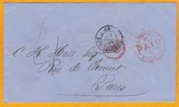 1867 Enveloppe Pré Payée De Londres à Paris - Entrée Par Calais - Marcofilie