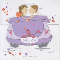 Marriages Wedding Invitation Couple Cabriolet Convertible Uncirculated Postcard (ask For Verso / Demander Le Verso) - Noces