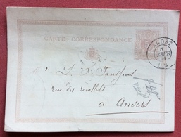 BELGIQUE POST CARD CARTE CORRESPONDANCE 5c. FROM ALOST (AALST) TO ANVERS  8/9/1874 - 1869-1883 Léopold II