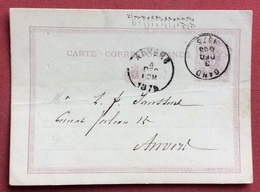 BELGIQUE POST CARD CARTE CORRESPONDANCE 5c. FROM GAND  TO ANVERS  3/12/1875 - 1869-1883 Léopold II