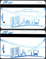 2 Tickets Transport Algeria Bus Text & Trees Omitted Algiers Alger - Biglietto Dell'autobus - 1 Busticket Variety - Monde