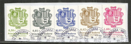 Nouvelle Serie Complète Blasons D'Andorre Correu Andorra.,  Oblitéré 1 ère Qualité, Sur Fragment Lettre - Used Stamps