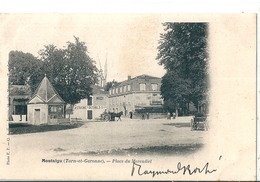 Superbe  Cpa  De  MONTAIGU   ( 82 )   Place  Du  Mercadiel  En  1900 - Montaigu De Quercy