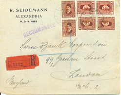 1929 Lettre De Alexandrie Vers London, Recommande. Cachet D'arrive Au Dos De London. Cover - Cartas & Documentos