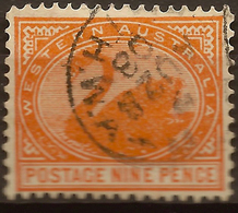 WESTERN AUSTRALIA 1902 9d Yellow-orange SG 122 U #APO25 - Gebruikt