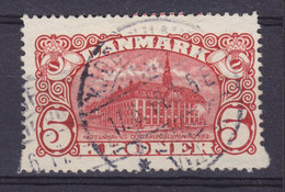 Denmark 1912 Mi. 66    5 Kr Hauptpostgebäude Paper ERROR Variety Big & Small Teeth Higher Than Normal Stamp !! (2 Scans) - Variedades Y Curiosidades