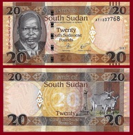 South Sudan P13c?, 20 Pounds, Dr. John Garang De Mabior / Antelope 2011 UNC - Soudan Du Sud